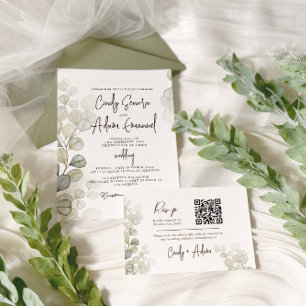Elégant Faire-part de mariage de verdure Eucalyptu