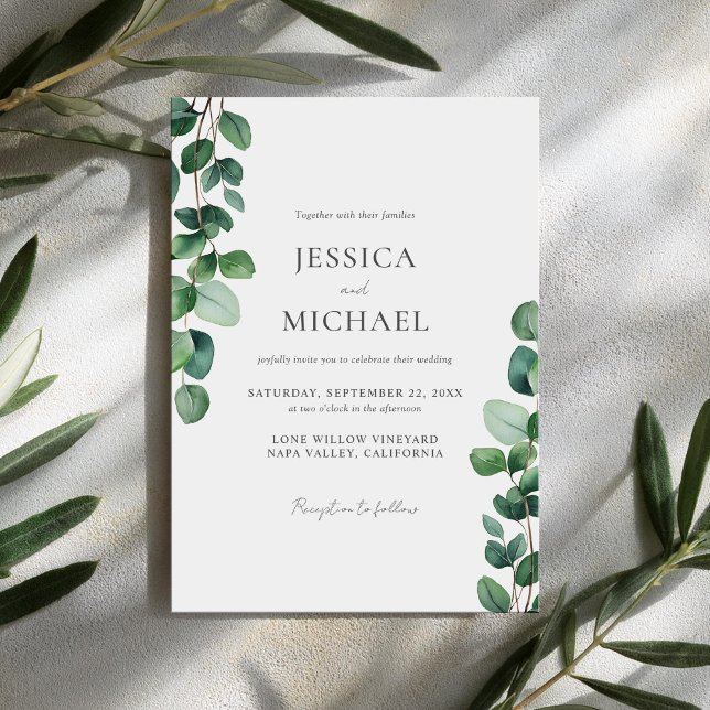 Elégant Faire-part de mariage de verdure Eucalyptu (Créateur téléchargé)