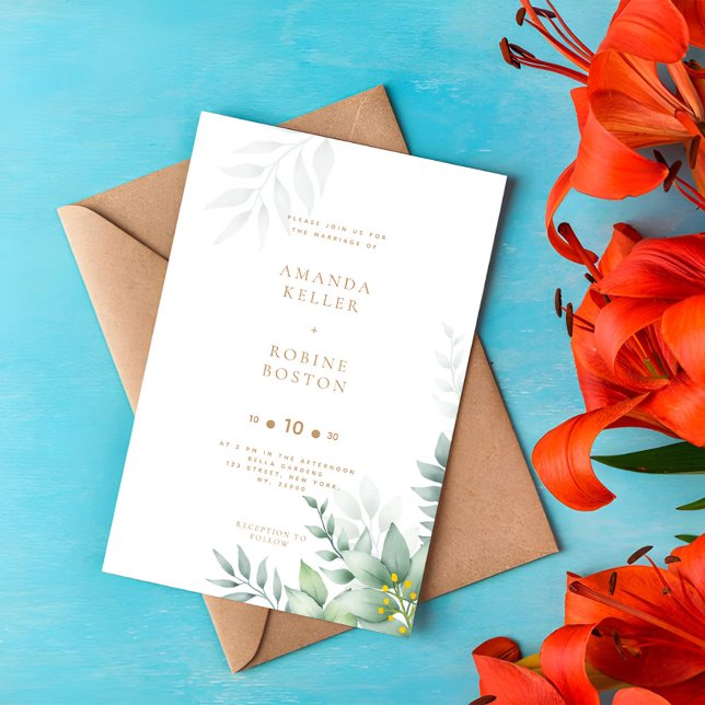 Elégant Faire-part de mariage de verdure Eucalyptu (Créateur téléchargé)