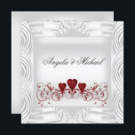 Élégant Faire-part de mariage des Coeurs rouges bl<br><div class="desc">Elégant White Red Hearts Faire-part de mariage modifier le texte et le Customiser</div>