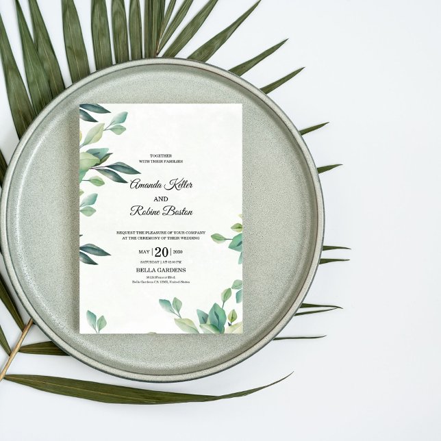 Elégant Faire-part de mariage d'Eucalyptus (Créateur téléchargé)