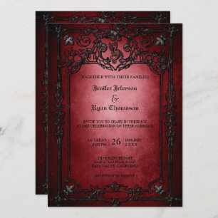 Élégant faire-part de mariage d'halloween gothique