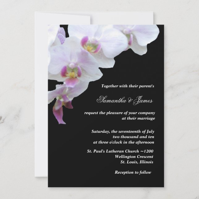 Élégant Faire-part de mariage d'orchidées (Devant)