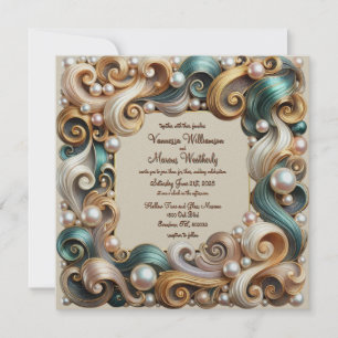 Élégant Faire-part de mariage en cuivre turquoise