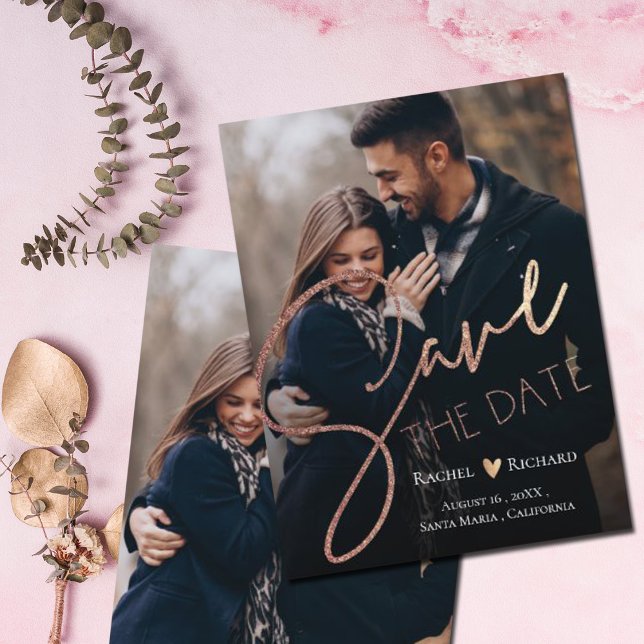 Élégant Faire-Part de Mariage en Faux Or Rose à En (Créateur téléchargé)