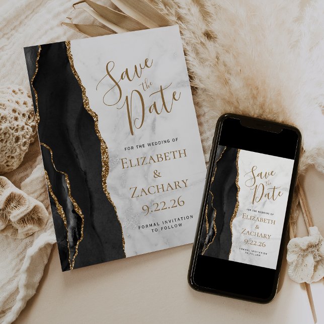 Élégant faire-part de mariage en marbre d'agate no (Créateur téléchargé)