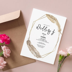 Elégant Faire-part de mariage en plumes de saumons