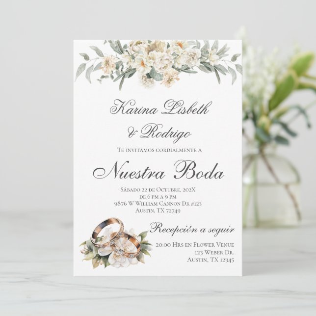 Élégant Faire-part de mariage espagnol (Debout devant)