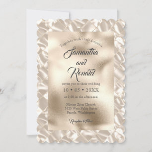 Élégant Faire-part de mariage Faux d'ivoire