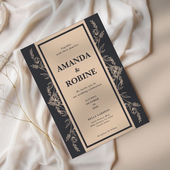 Elégant Faire-part de mariage feuille (Créateur téléchargé)