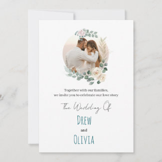 Élégant Faire-part de mariage Feuille vert