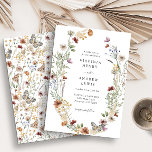 Élégant Faire-part de mariage Fleur sauvage<br><div class="desc">Élégant Faire-part de mariage Fleur sauvage. Cette invitation de mariage élégante et élégante présente de magnifiques fleurs sauvages d'aquarelle peints à la main disposés comme une jolie couronne avec un joli motif sur le dos. Recherchez les éléments correspondants dans la collection de Mariages de Fleur sauvage Boho Blanc.</div>