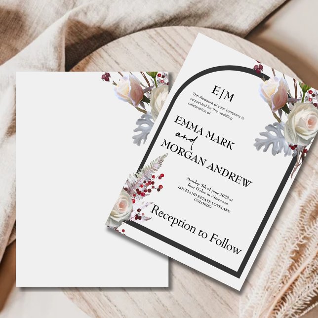 Élégant Faire-part de mariage Fleur sauvage blanc (Créateur téléchargé)