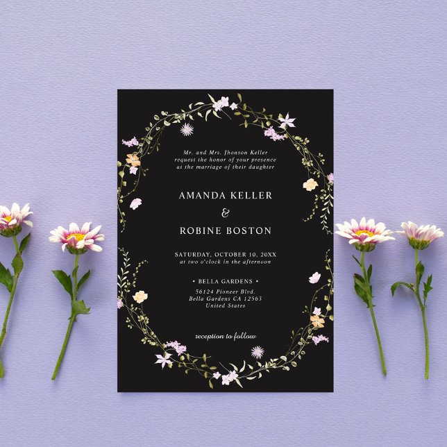 Élégant Faire-part de mariage Fleur sauvage simple (Créateur téléchargé)
