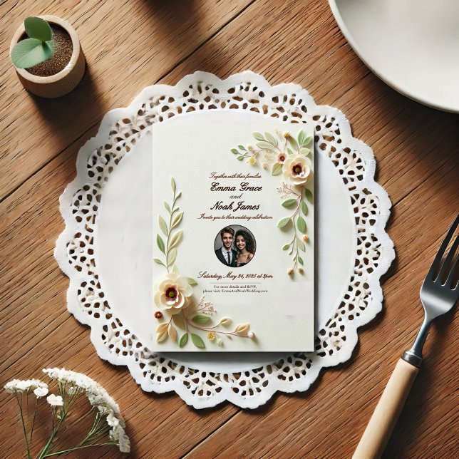 Élégant Faire-part de mariage Floral (Créateur téléchargé)