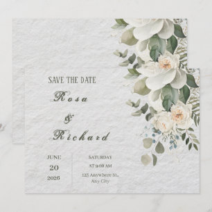 Élégant Faire-Part de Mariage Floral à Sauvegarder