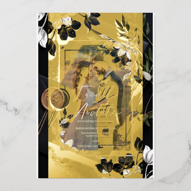 Élégant Faire-part de mariage floral acrylique ave (Recto)