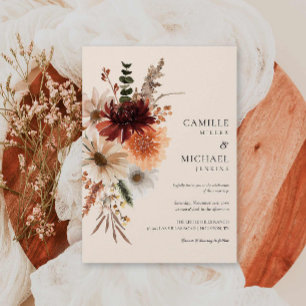 Élégant Faire-part de mariage Floral Automne