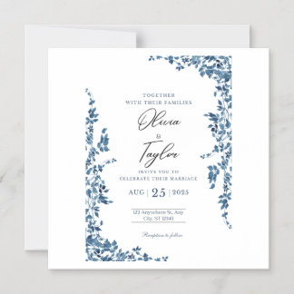 Elégant Faire-part de mariage Floral avec Or