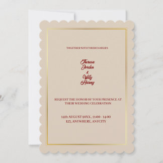 Elégant Faire-part de mariage Floral Beige & Bourg