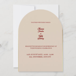 Elégant Faire-part de mariage Floral Beige & Bourg