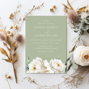 Élégant Faire-part de mariage Floral Blanc