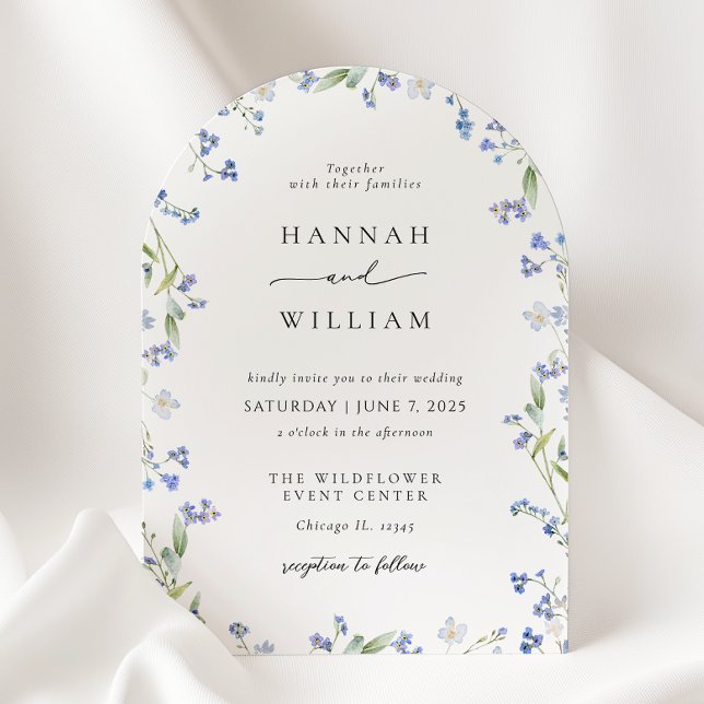 Élégant Faire-part de mariage Floral Bleu (Créateur téléchargé)