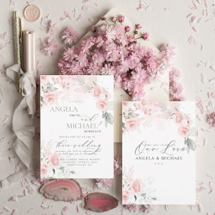 Élégant Faire-part de mariage Floral Boho Blush Ro