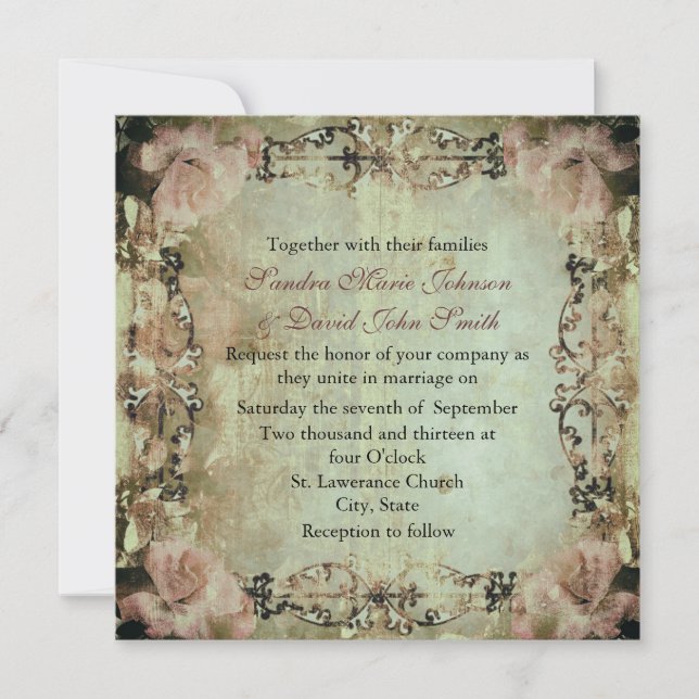 Élégant Faire-part de mariage floral chic Shabby (Devant)