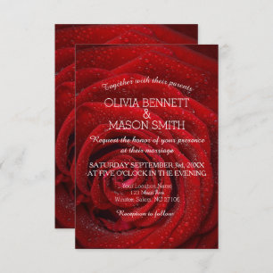 Élégant Faire-part de mariage floral de Rose rouge