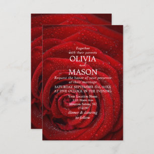 Élégant Faire-part de mariage floral de Rose rouge