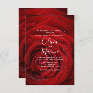 Élégant Faire-part de mariage floral de Rose rouge