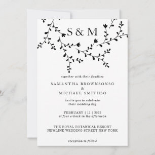 Élégant Faire-part de mariage floral en blanc