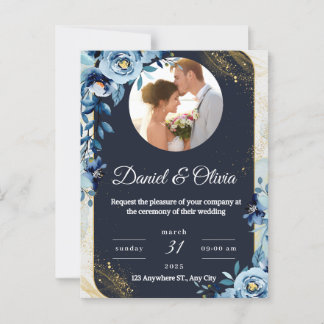 Élégant Faire-part de mariage floral par carte pos