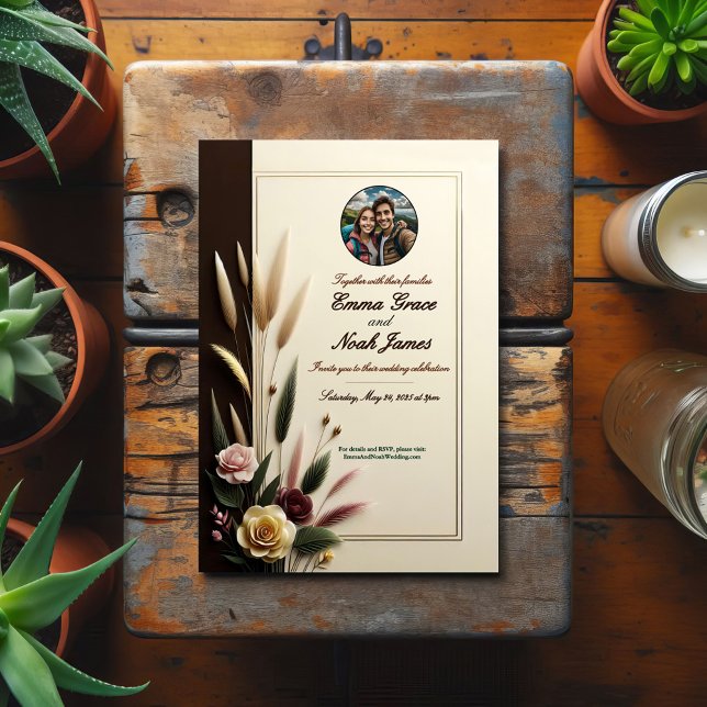 Élégant Faire-part de mariage Floral Rustique (Créateur téléchargé)