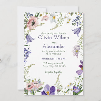 Élégant Faire-part de mariage Floral Violet