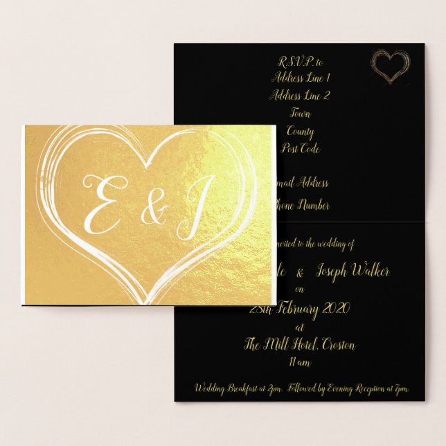 Élégant Faire-part de mariage Gold Foil (Affichage)
