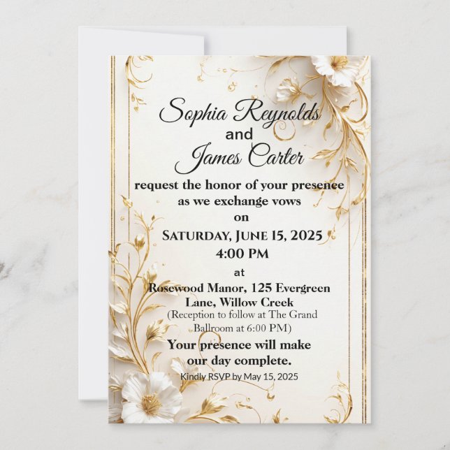 Élégant Faire-part de mariage Gold Foil | Luxe for (Devant)