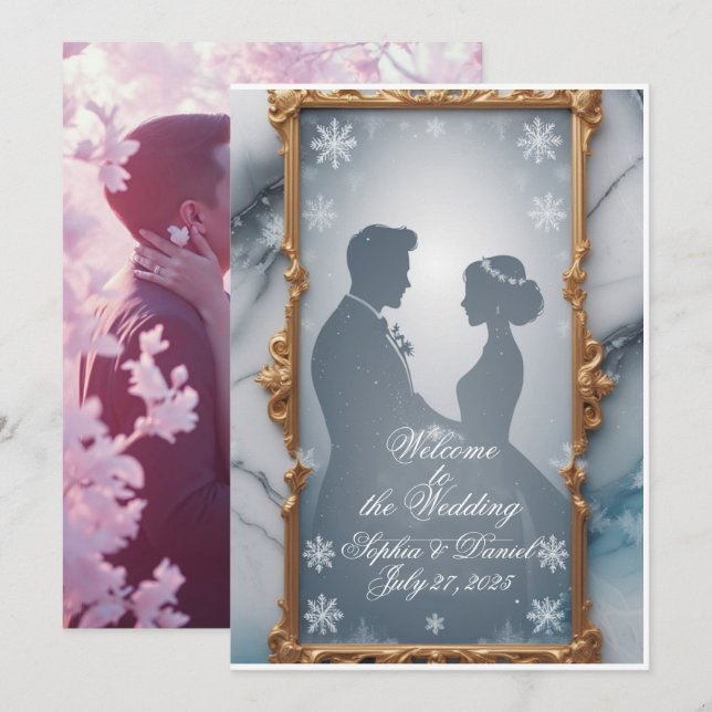 Elégant Faire-part de mariage Gold Frame (Devant / Derrière)