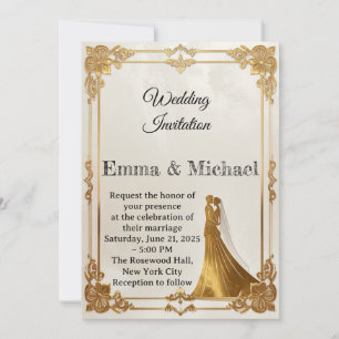 Elégant Faire-part de mariage Gold Frame - Classic