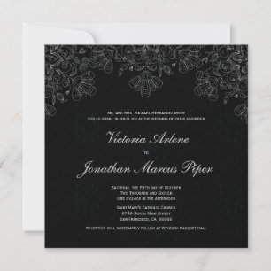 Elégant faire-part de mariage gris noir floral tou