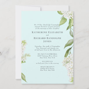 Élégant Faire-Part de Mariage Hydrangea Blanc Seaf