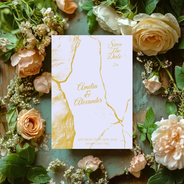 Élégant Faire-Part de Mariage Lavande et Marbre Do (Créateur téléchargé)