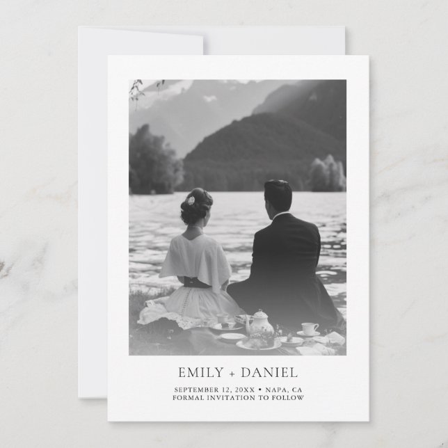 Élégant Faire-Part de Mariage Moderne avec Photo (Devant)