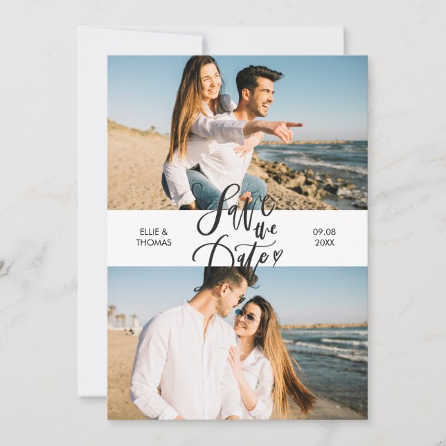Élégant Faire-Part de Mariage Moderne avec Photo e (Devant)