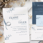 Élégant Faire-part de mariage moderne et bleu mini<br><div class="desc">Invitation de mariage moderne et élégante avec typographie contemporaine et subtil détail floral dessiné à la main en bleu. Facile à remplir dans le modèle. Possibilité de "modifier à l'aide d'un outil de conception" et de modifier la taille, le style, la position et même la couleur de la police. Les...</div>