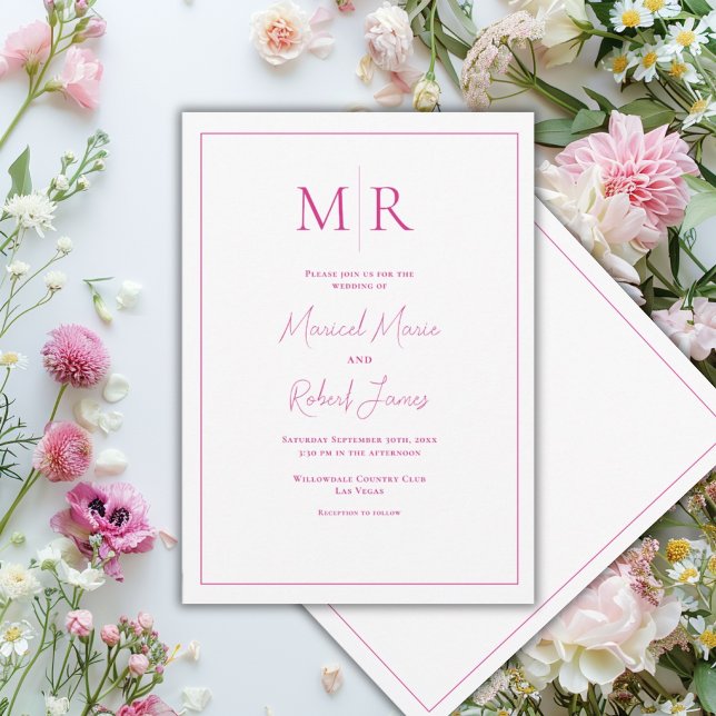 Élégant Faire-part de Mariage Moderne Monogramme R (Créateur téléchargé)