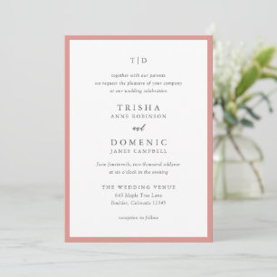 Élégant Faire-Part de Mariage Moderne Rose Corail 