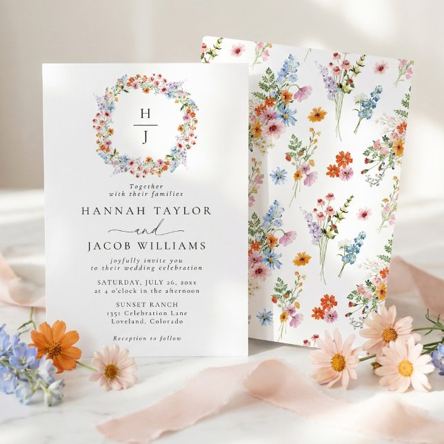 Élégant Faire-Part de Mariage Monogramme de Prairi (Créateur téléchargé)