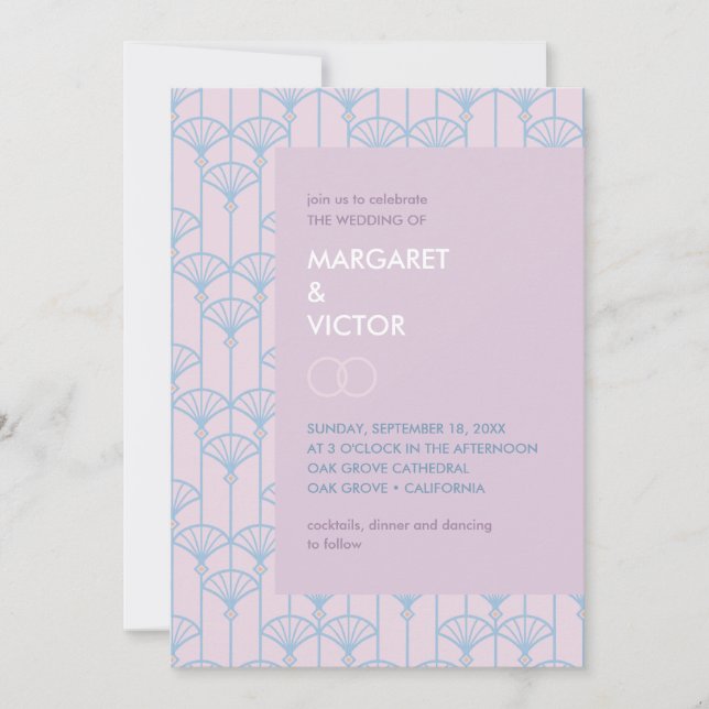 Élégant Faire-part de mariage motif Ikat (Devant)